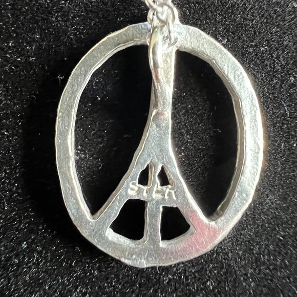 Vintage Sterling Silver Peace Necklace - Picture 2 of 4